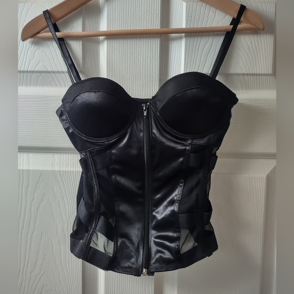 NWT - Body Rage Microfiber and Mesh Black Bustier Size Small - Picture 1 of 8